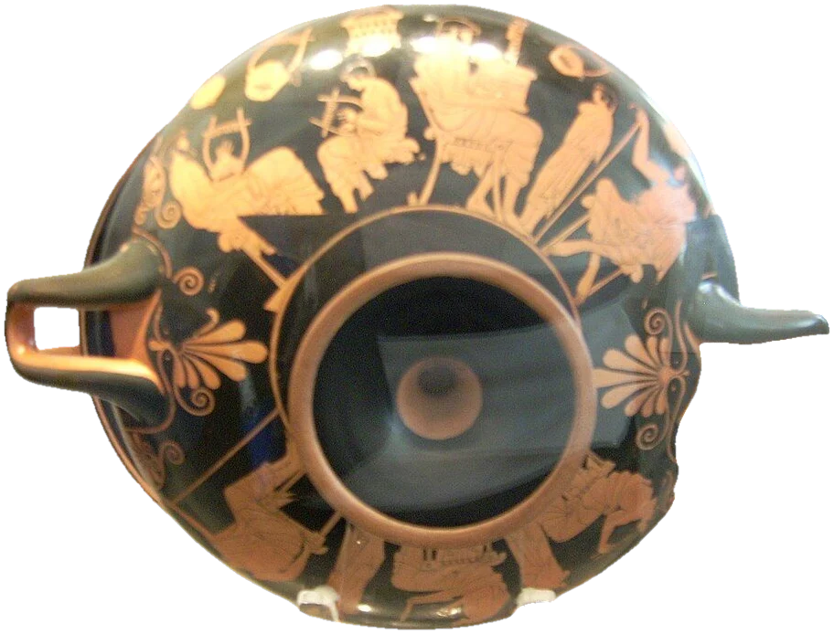 Red-figure drinking cup with figures of teachers and pupils.