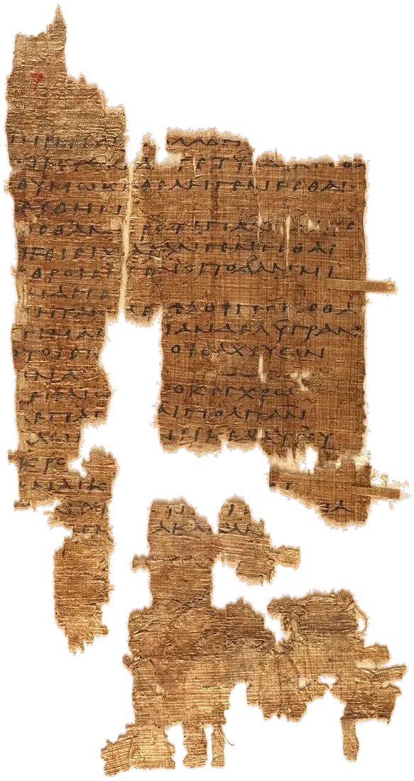 Tall papyrus fragment with a column of Greek text.