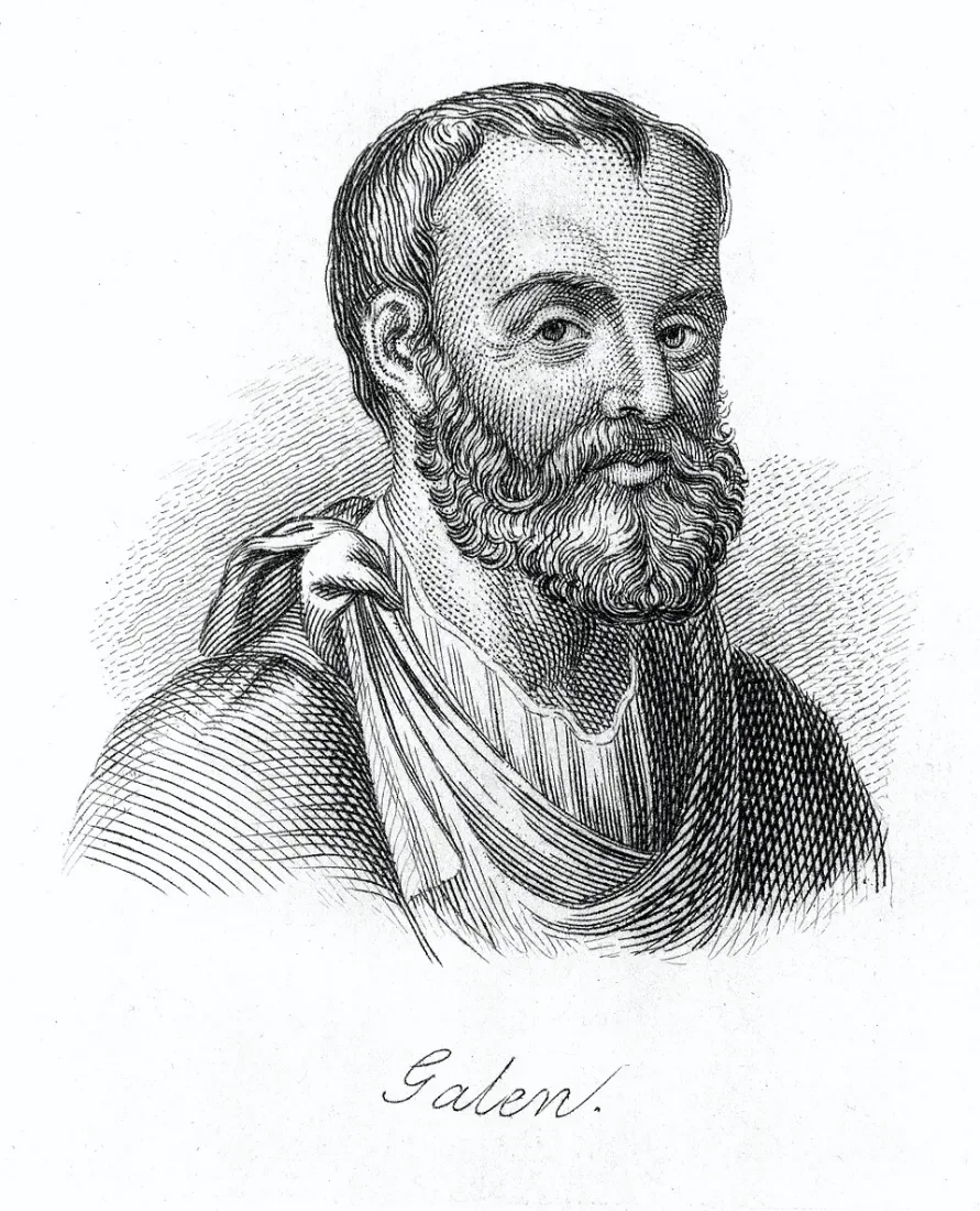 An engraved portrait of a bearded man.