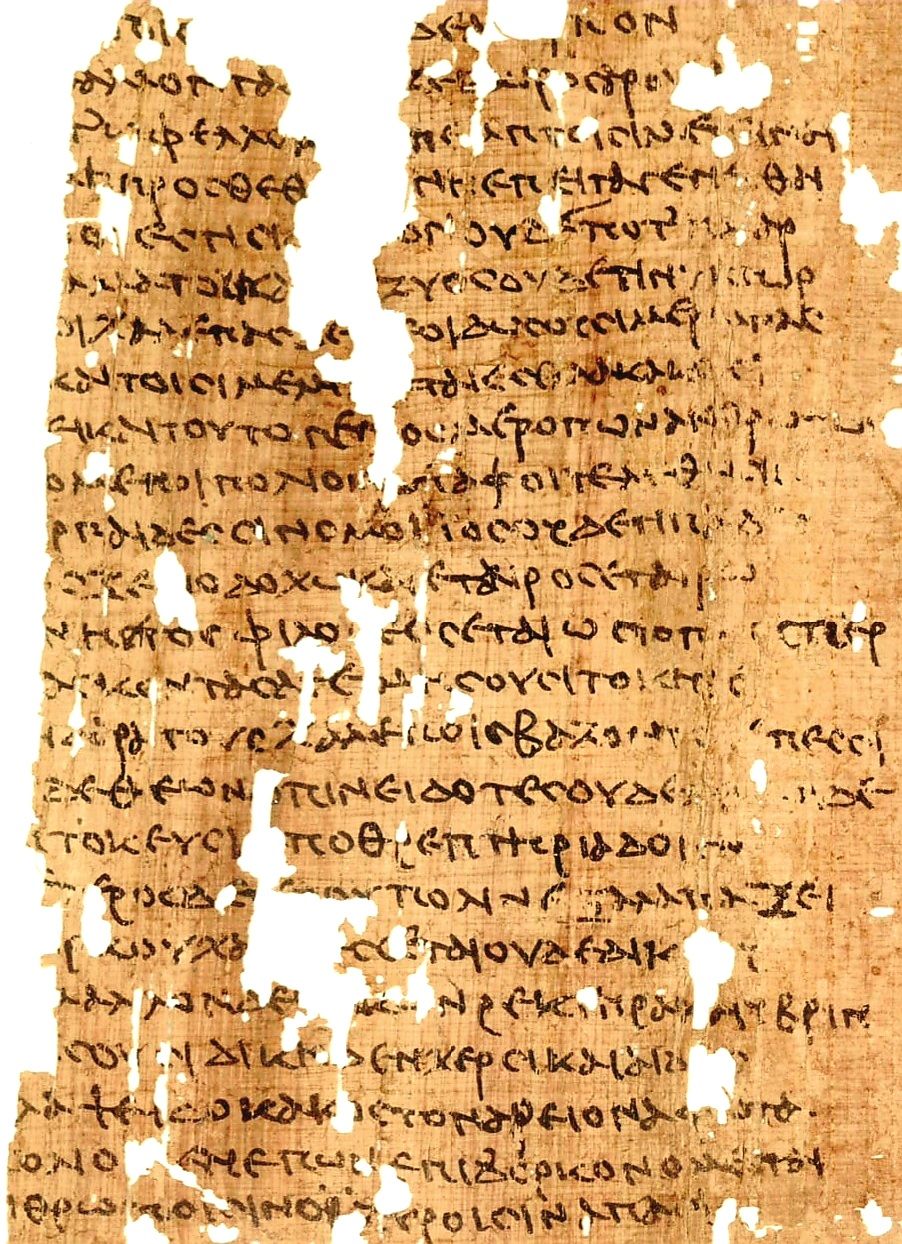 Papyrus fragment with Greek text.